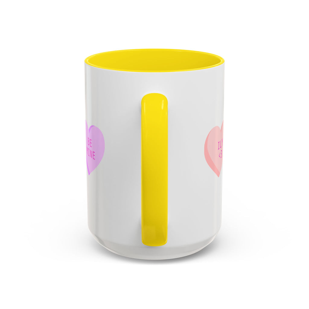 Valentine Conversation Hearts Accent Coffee Mug — Pastel XOXO, Be Mine, LUV U Design