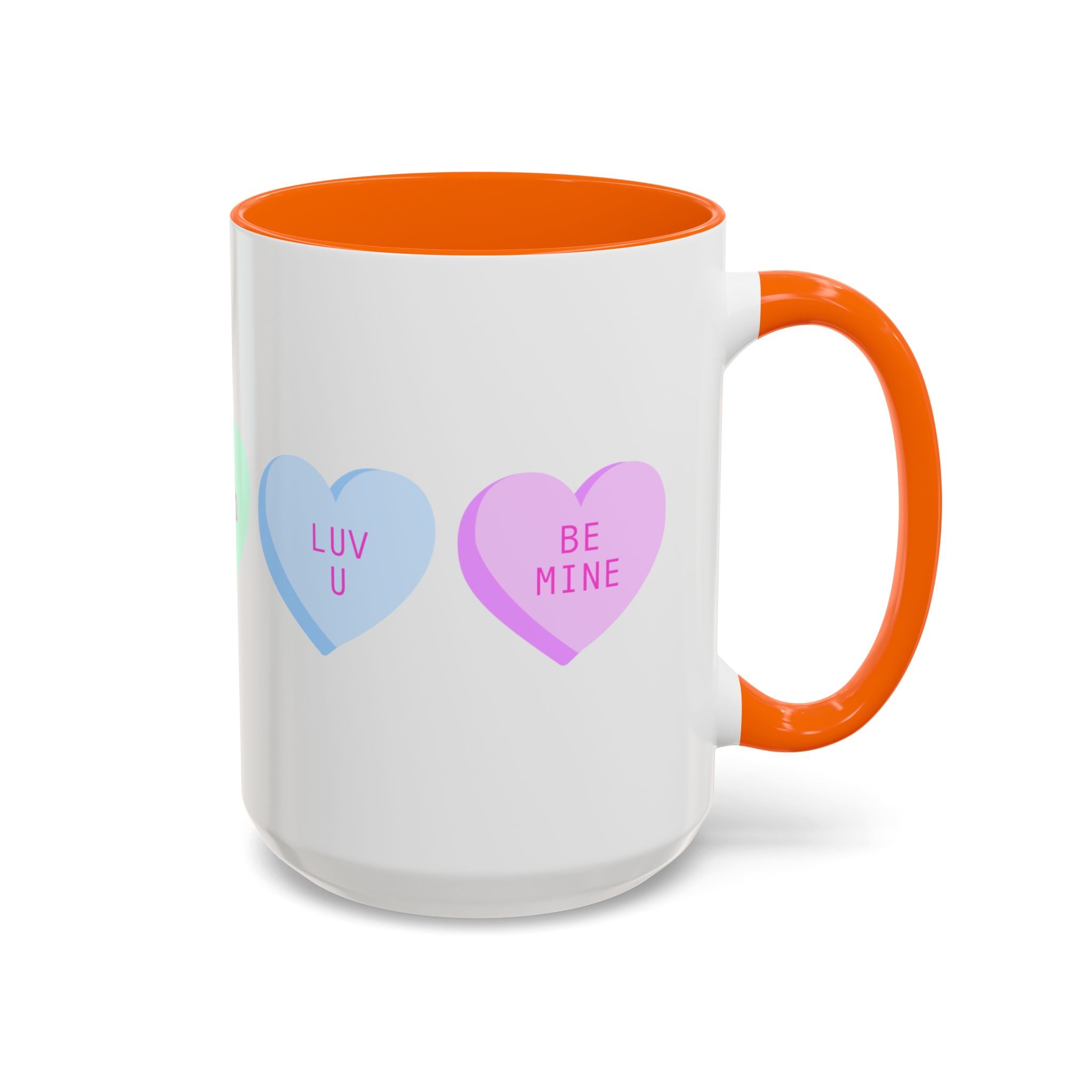 Valentine Conversation Hearts Accent Coffee Mug — Pastel XOXO, Be Mine, LUV U Design