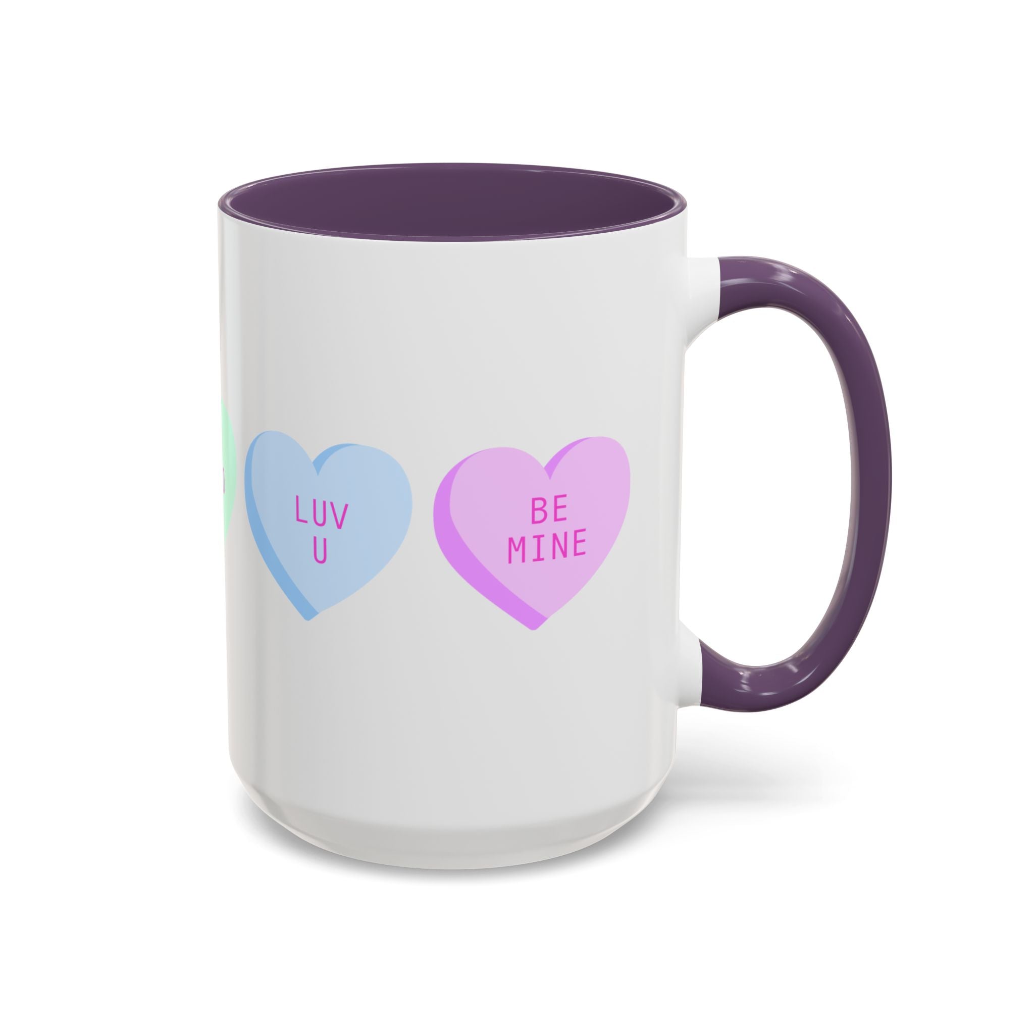 Valentine Conversation Hearts Accent Coffee Mug — Pastel XOXO, Be Mine, LUV U Design