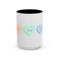 Valentine Conversation Hearts Accent Coffee Mug — Pastel XOXO, Be Mine, LUV U Design