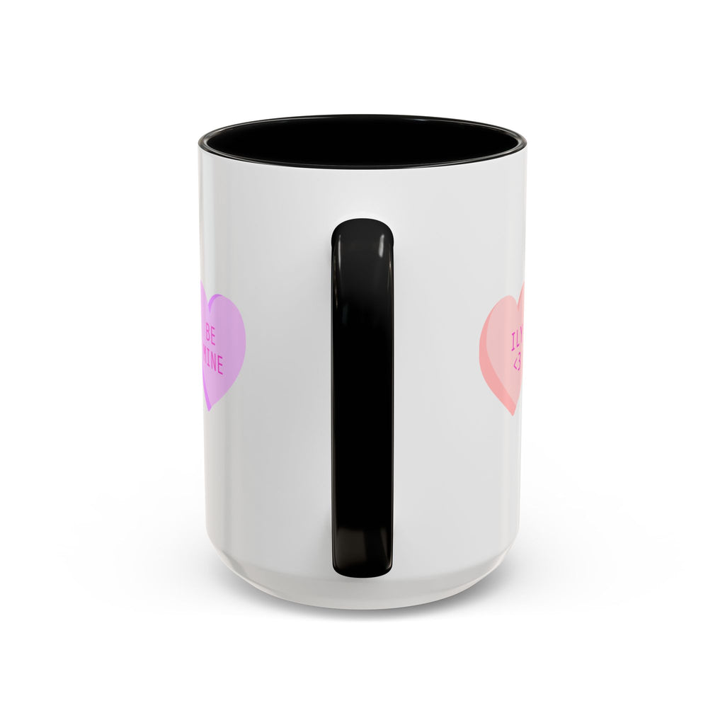 Valentine Conversation Hearts Accent Coffee Mug — Pastel XOXO, Be Mine, LUV U Design