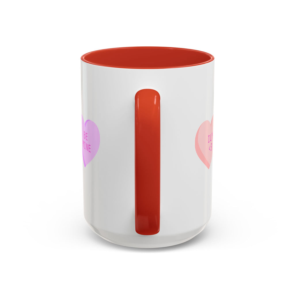 Valentine Conversation Hearts Accent Coffee Mug — Pastel XOXO, Be Mine, LUV U Design