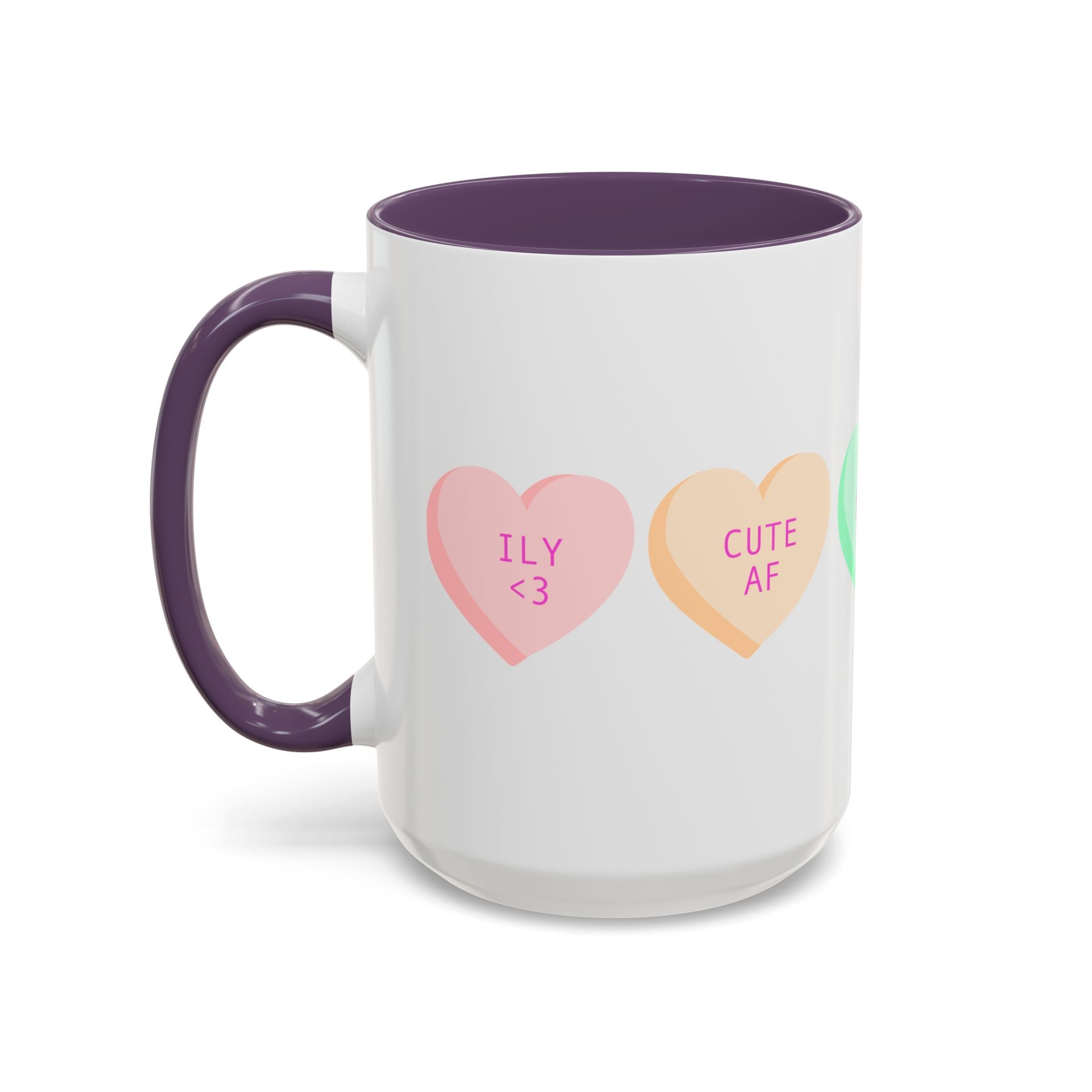 Valentine Conversation Hearts Accent Coffee Mug — Pastel XOXO, Be Mine, LUV U Design