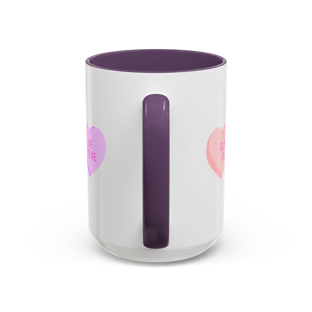 Valentine Conversation Hearts Accent Coffee Mug — Pastel XOXO, Be Mine, LUV U Design